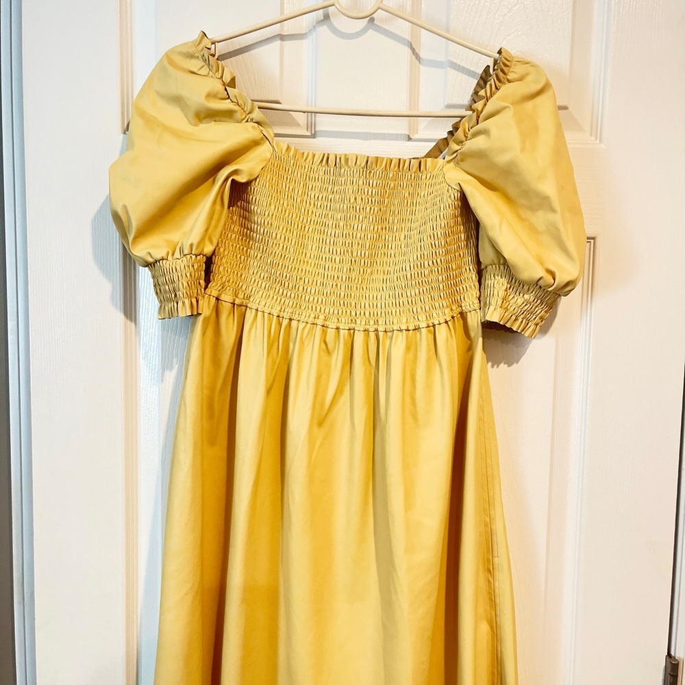 7 For All Mankind Yellow Puff Sleeve Dress